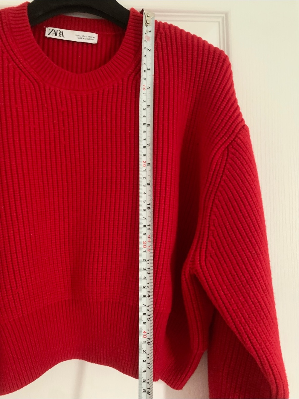Zara Bright Red Ribbed Crewneck Sweater - Picture 7 of 8